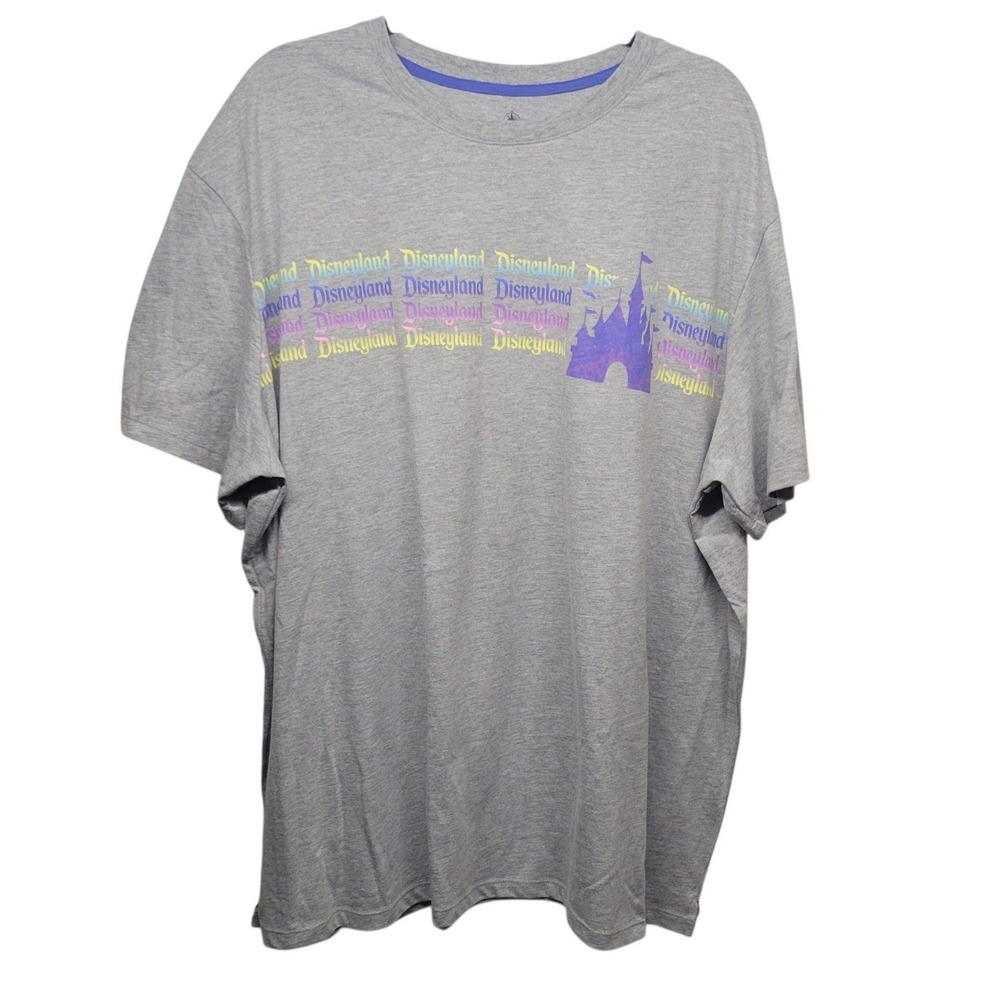 Disney Disneyland Castle Graphic T-Shirt Gray XXL Short Sleeve Cotton Blend